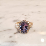 Bi-color purple sapphire engagement ring by Dana Walden Bridal.