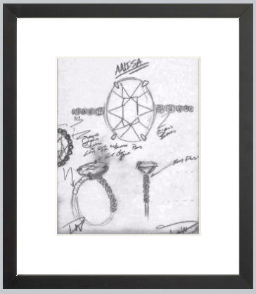ANISA Engagement Ring Sketch (Framed Print)
