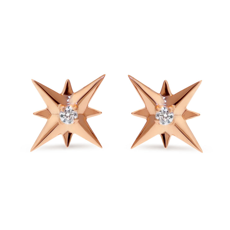 Starburst Rose Gold Studs with Diamond Accents